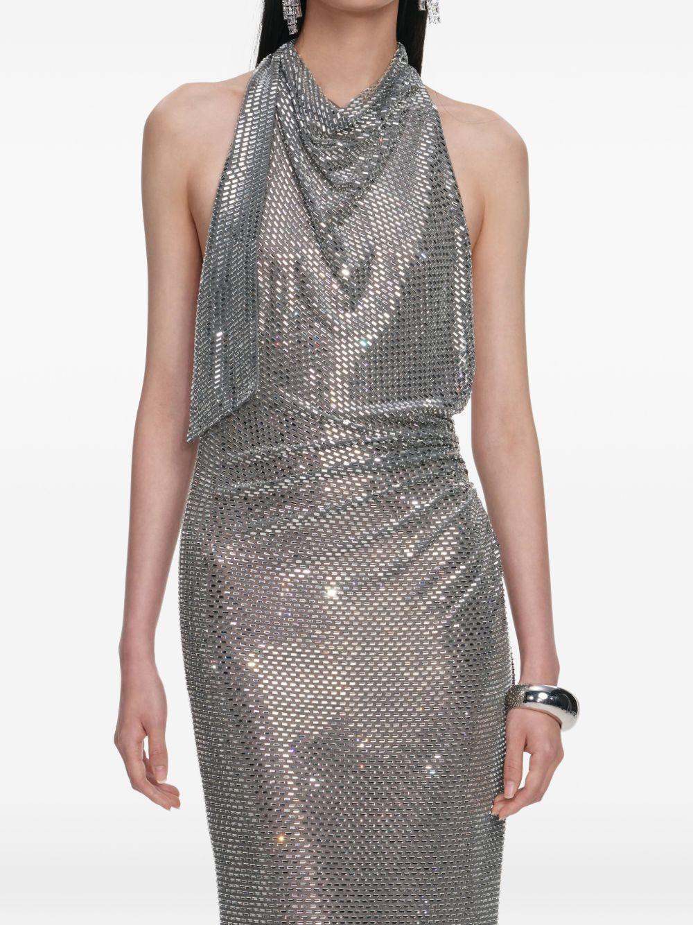 Grey Rhinestone Drape Maxi Dress SS26169XGR GREY SELF-PORTRAIT