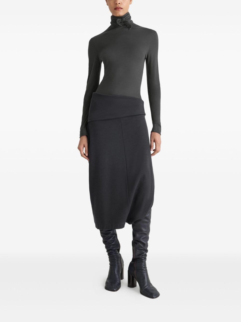 Foulard Top with Patches - Viscose & Silk Jersey TO1469LJ1039 BK996 COAL LEMAIRE