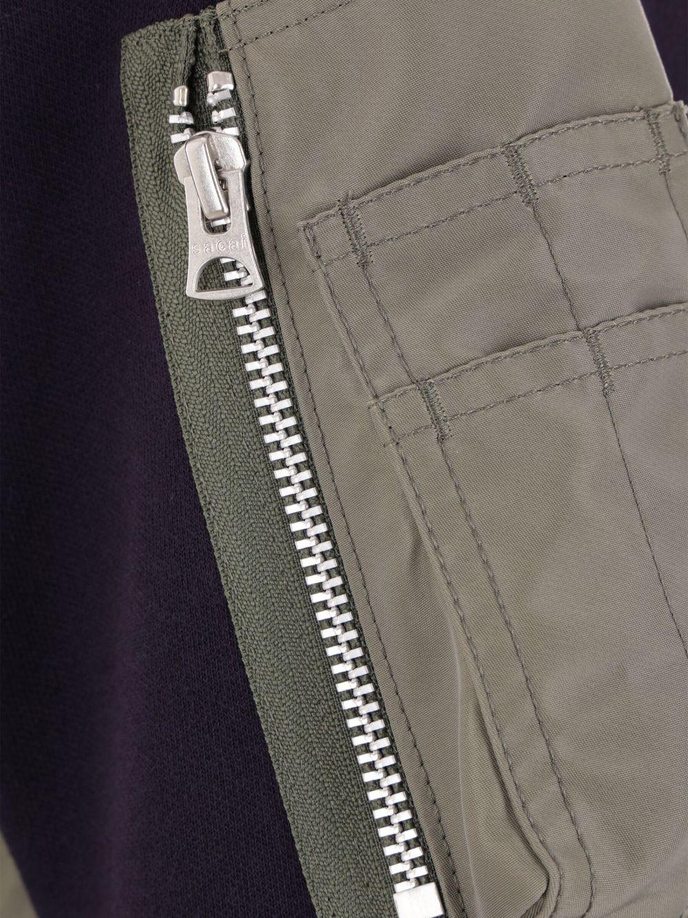 Sponge Sweat and Nylon Twill Hoodie SCM220 212 NAVY KHAKI SACAI