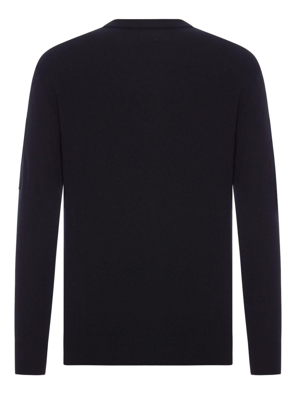 Extrafine Merino Wool Crewneck Sweater 19CMKN037A005528A 999 BLACK CP COMPANY