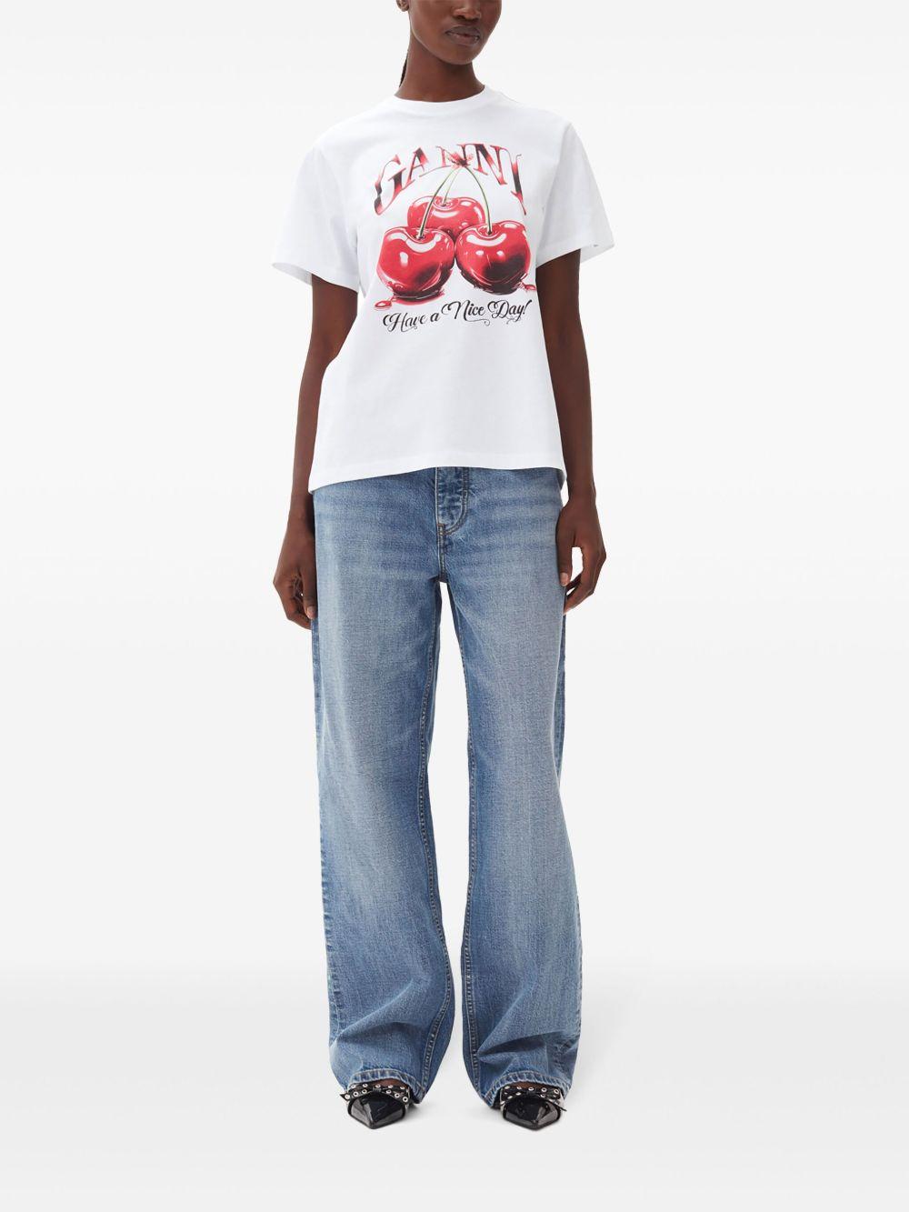 White Basic Jersey Cherry Relaxed T-shirt T4004 151 BRIGHT WHITE GANNI