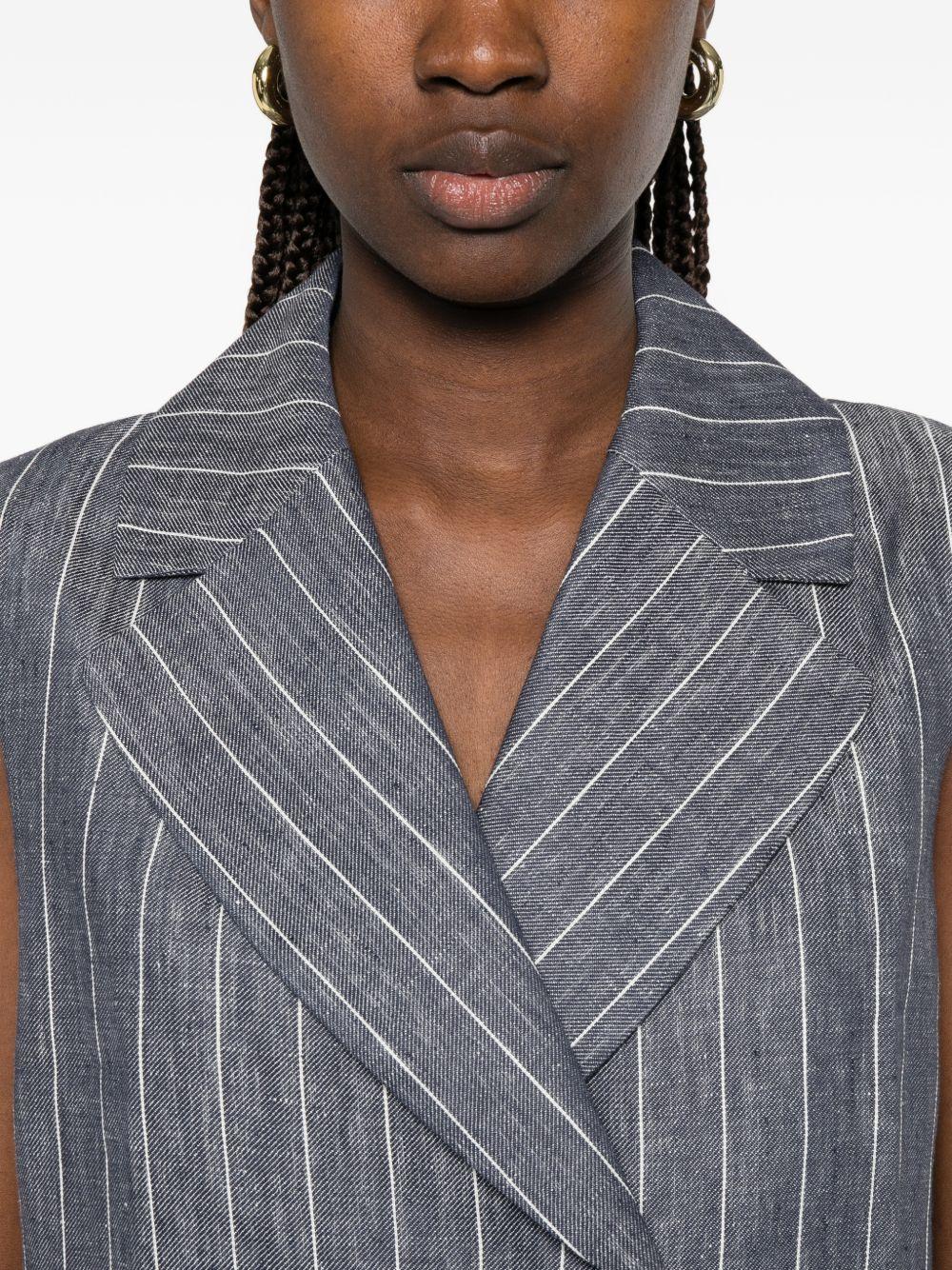 Completo In Puro Lino Gessato SMMBALLO 001 DARK BLUE S MAX MARA