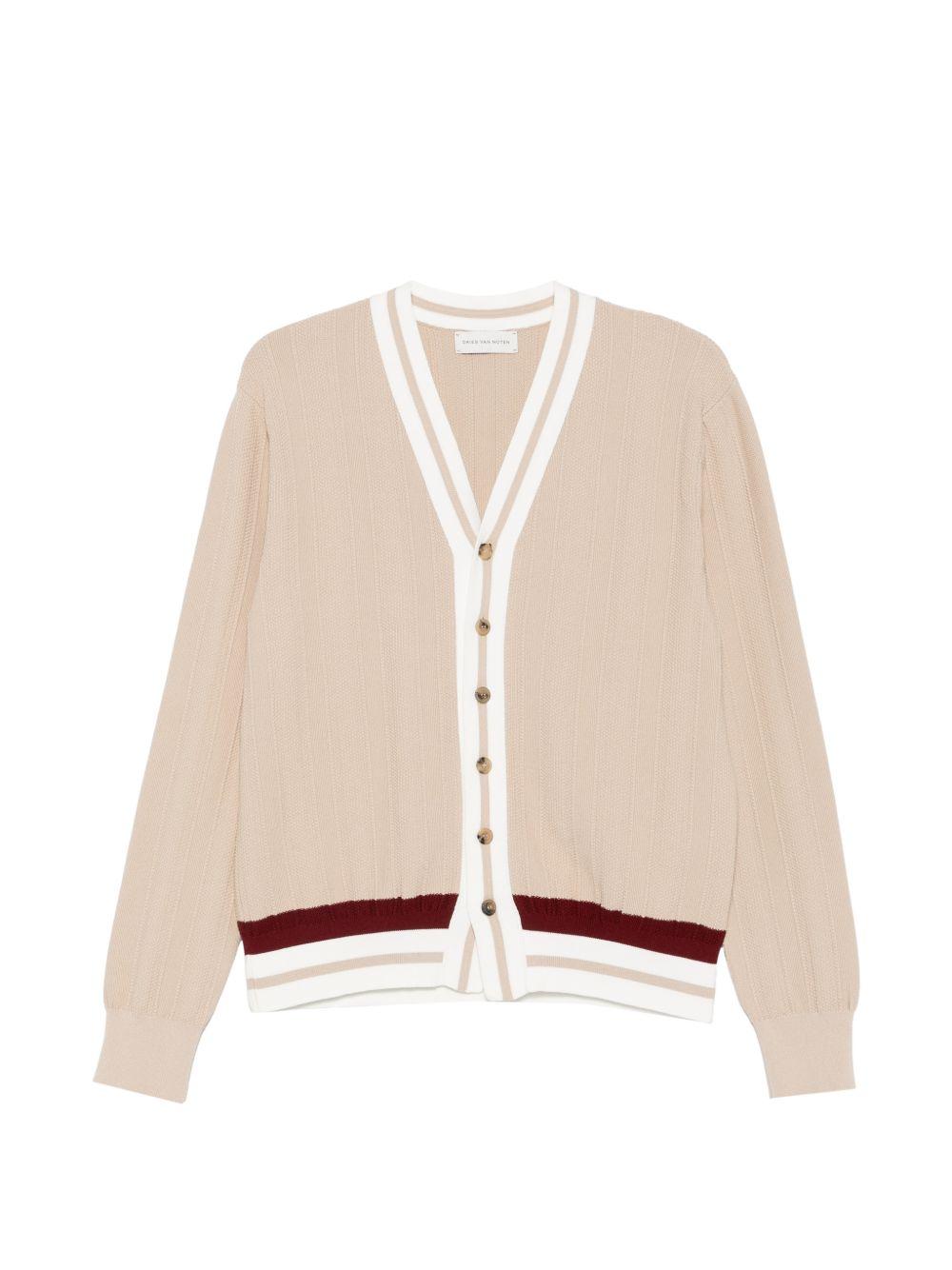 Block Stripe Cardigan MAGPIE3701 103 BEIGE DRIES VAN NOTEN