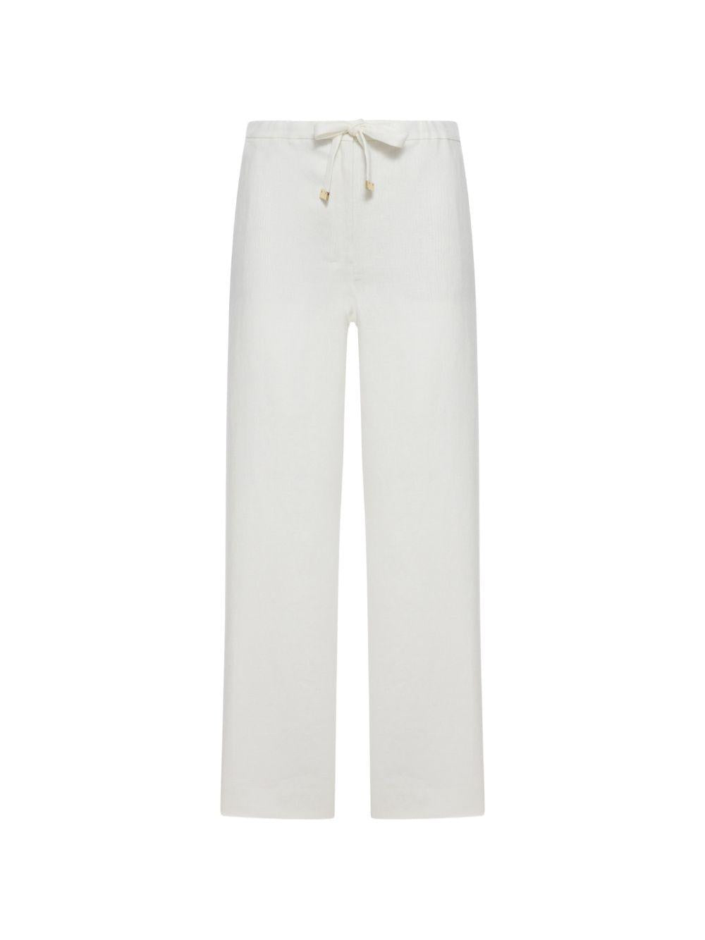 Pantaloni In Canvas Puro Lino SMMAMEDEA 001 BIANCO OTTICO S MAX MARA