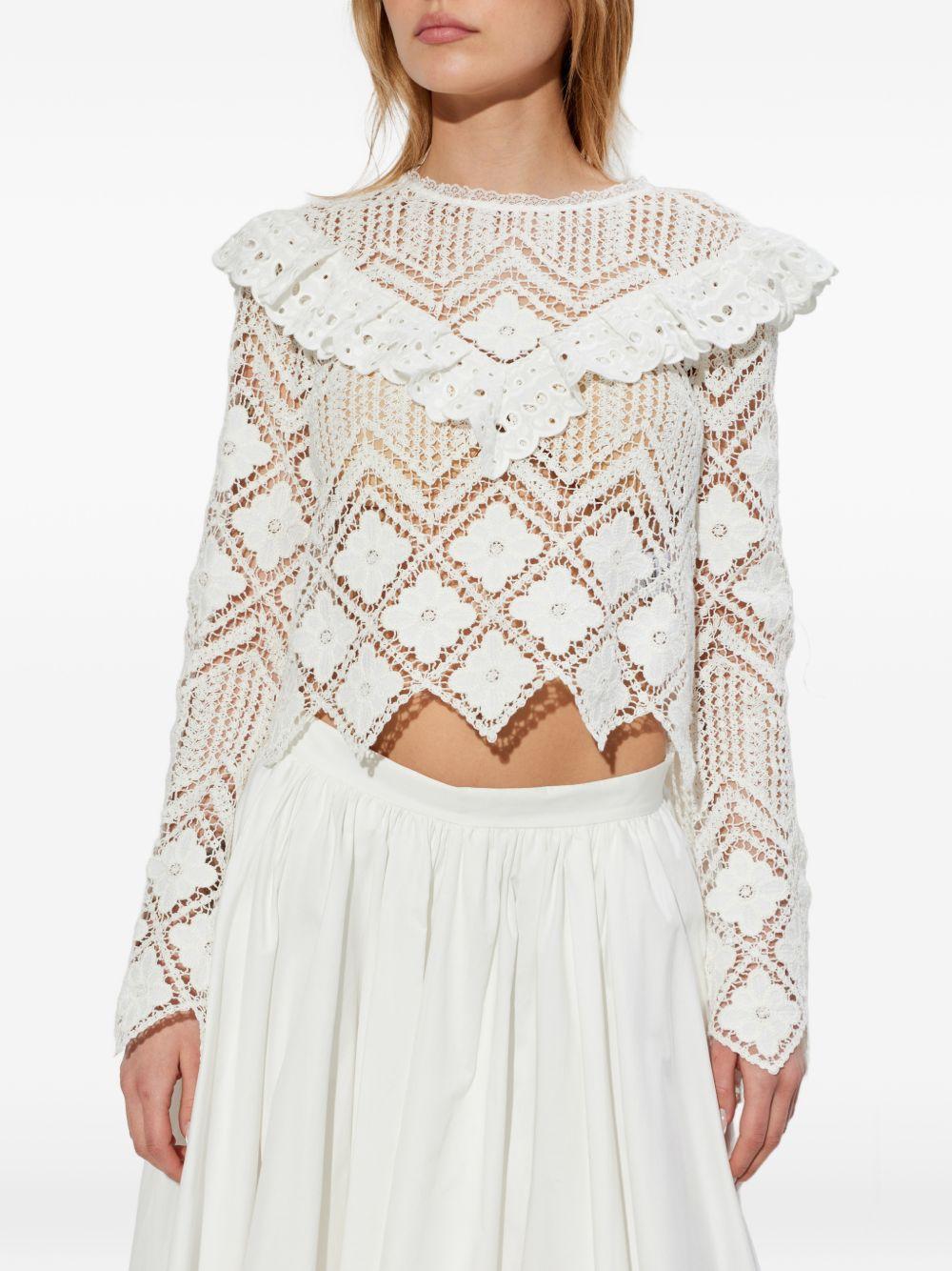Top Corto in Pizzo all'Uncinetto Bianco AC26010TAW WHITE SELF-PORTRAIT