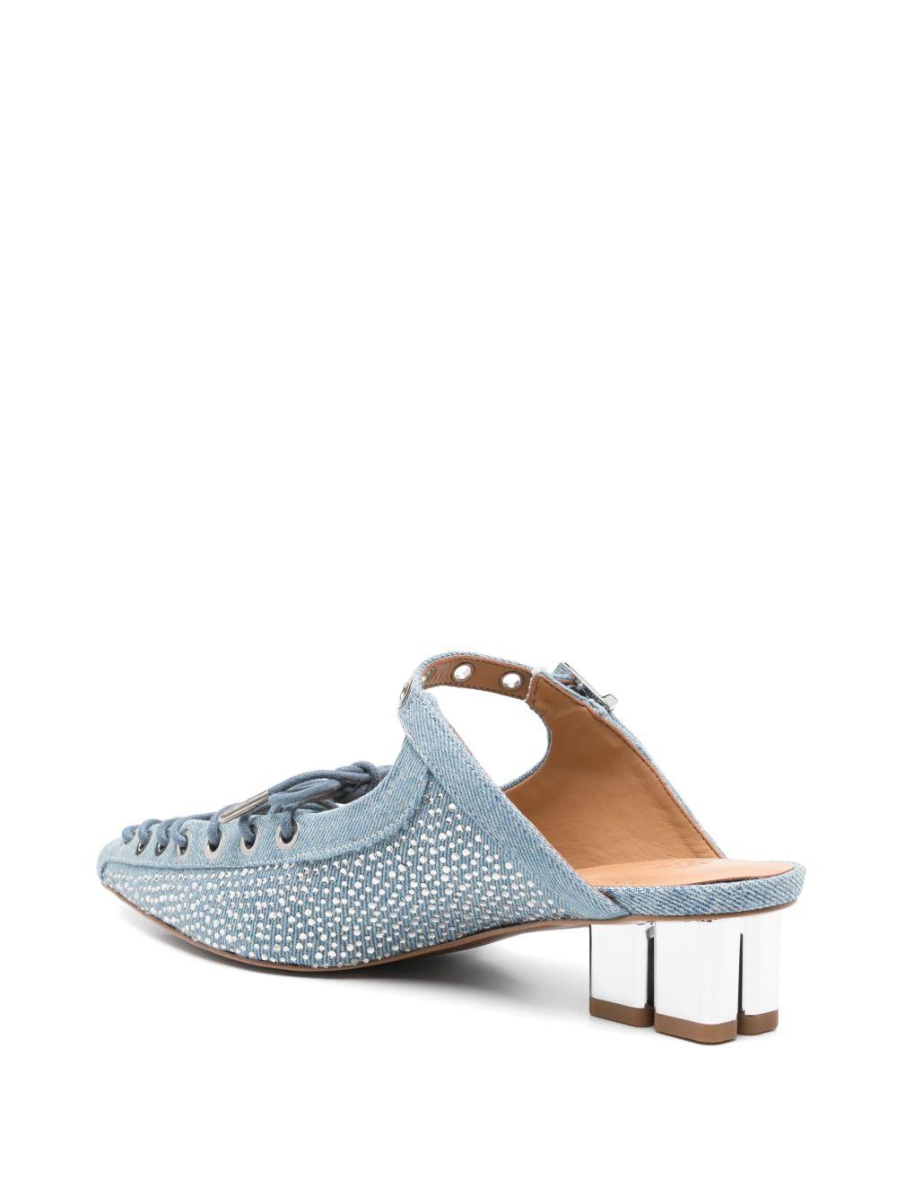 Blue Lace-Up Denim Mules S2926 928 FADED DENIM GANNI