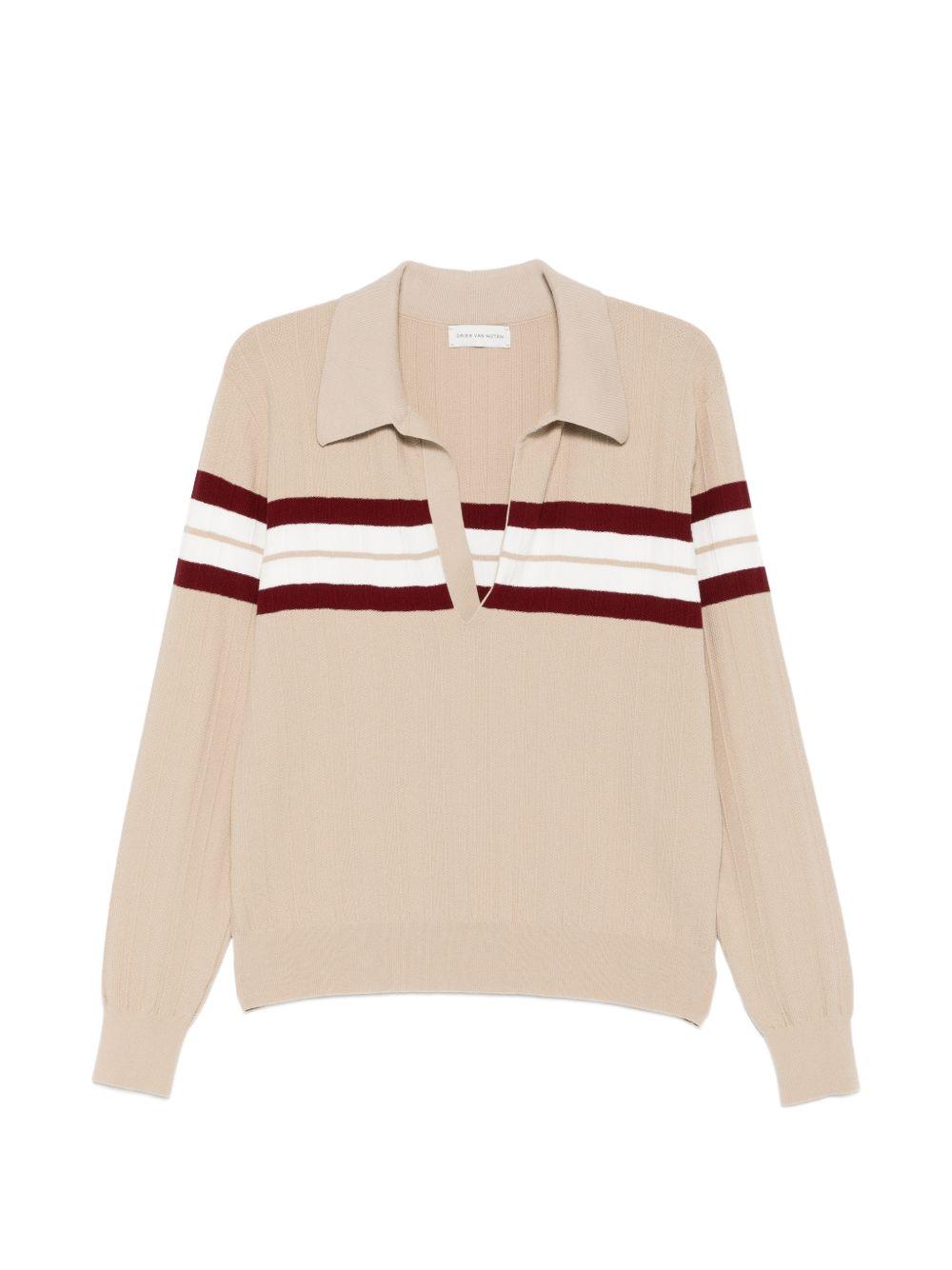 Block stripe polo shirt MAONA3701 103 BEIGE DRIES VAN NOTEN