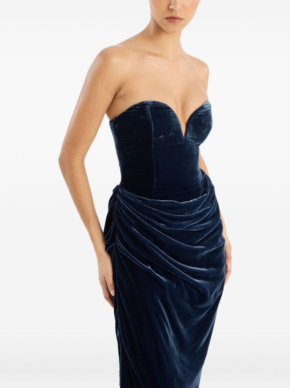 Silk Velvet Slit Midi Dress Dark Blue 1149211192 1192 GRAPHITE ROTATE