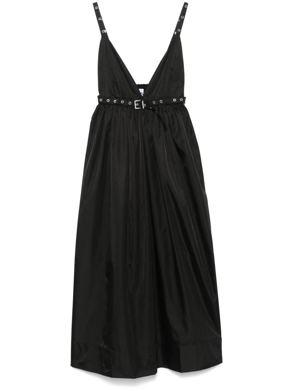 Black Duchesse Nylon Strap Dress W0030 099 BLACK GANNI