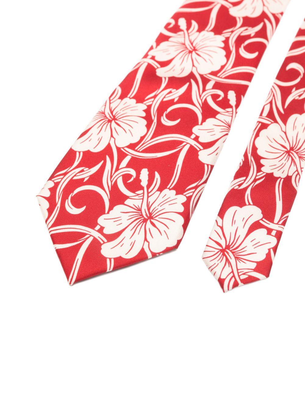 Cravate Hibiscus Monogramme KTI002SE028 RED DROLE DE MONSIEUR