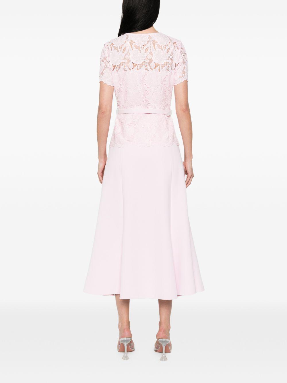 Pink Lace Crepe Midi Dress SS26020MP PINK SELF-PORTRAIT