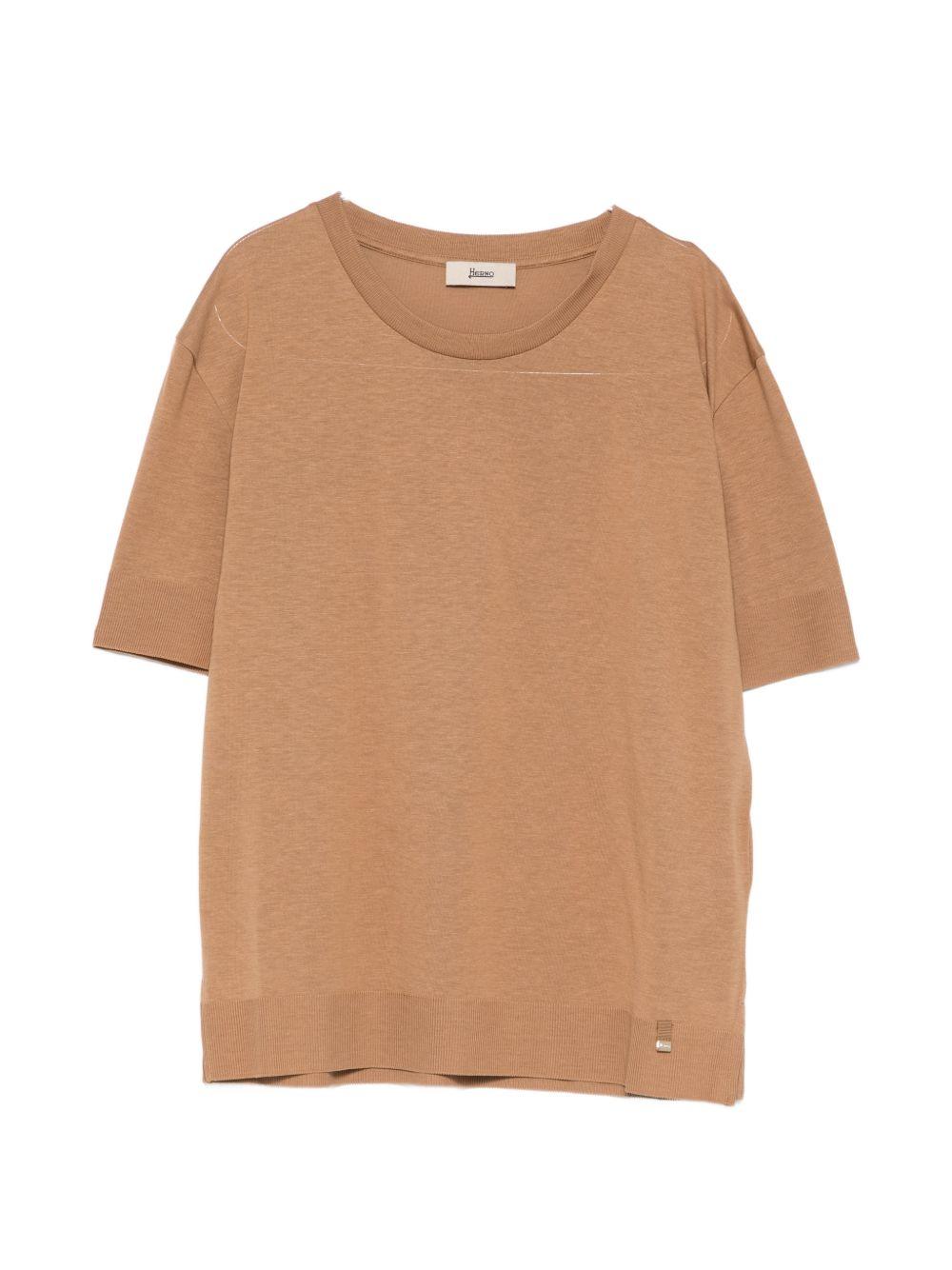 T-shirt in Glam Knit Effect JG000223D52056 2150 CAMEL HERNO