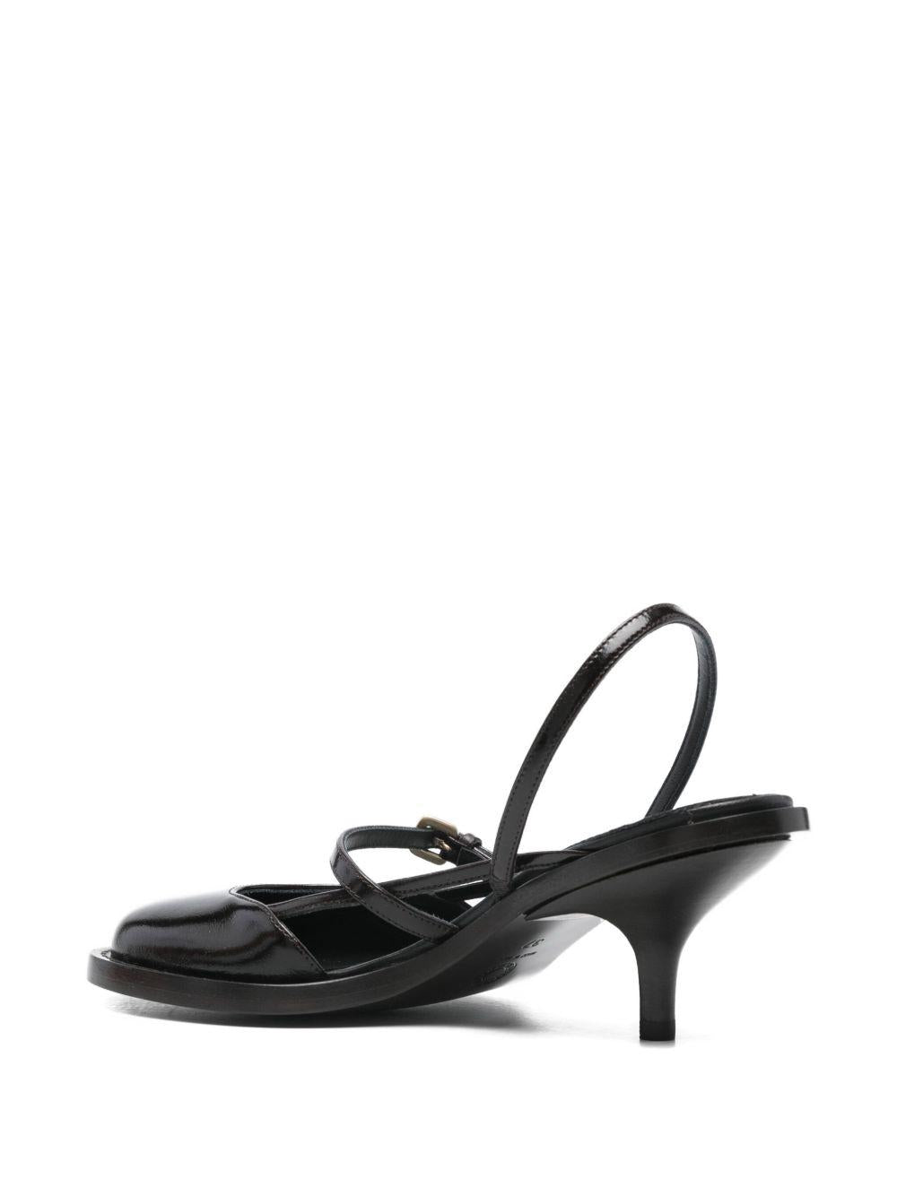 Leather Slingback Pumps WS25265 704 DARK BROWN DRIES VAN NOTEN