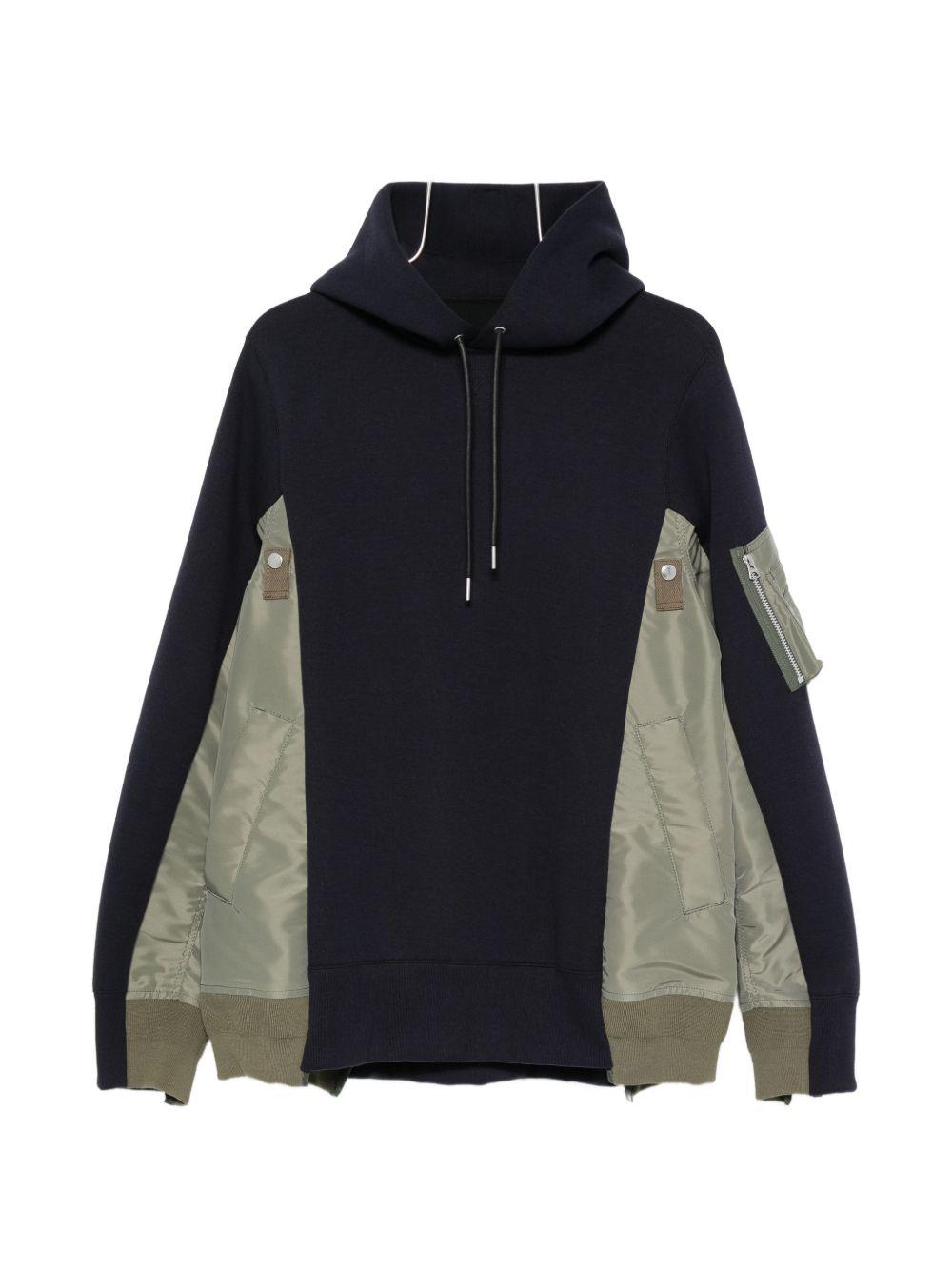 Felpa con cappuccio e zip SCM325 212 NAVY KHAKI SACAI