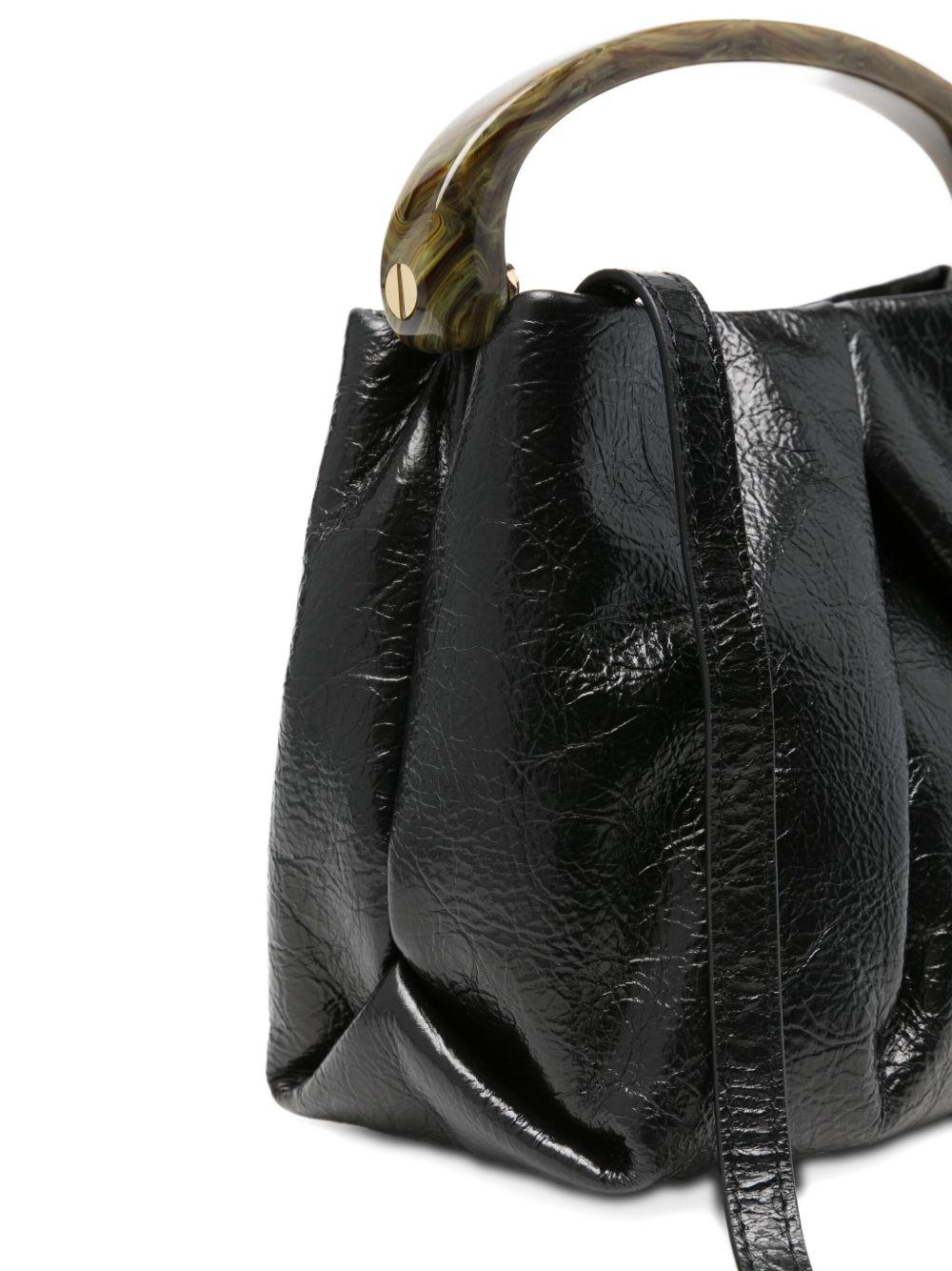 Small Pleated Leather Bag BW252CRISP709150 900 BLACK DRIES VAN NOTEN