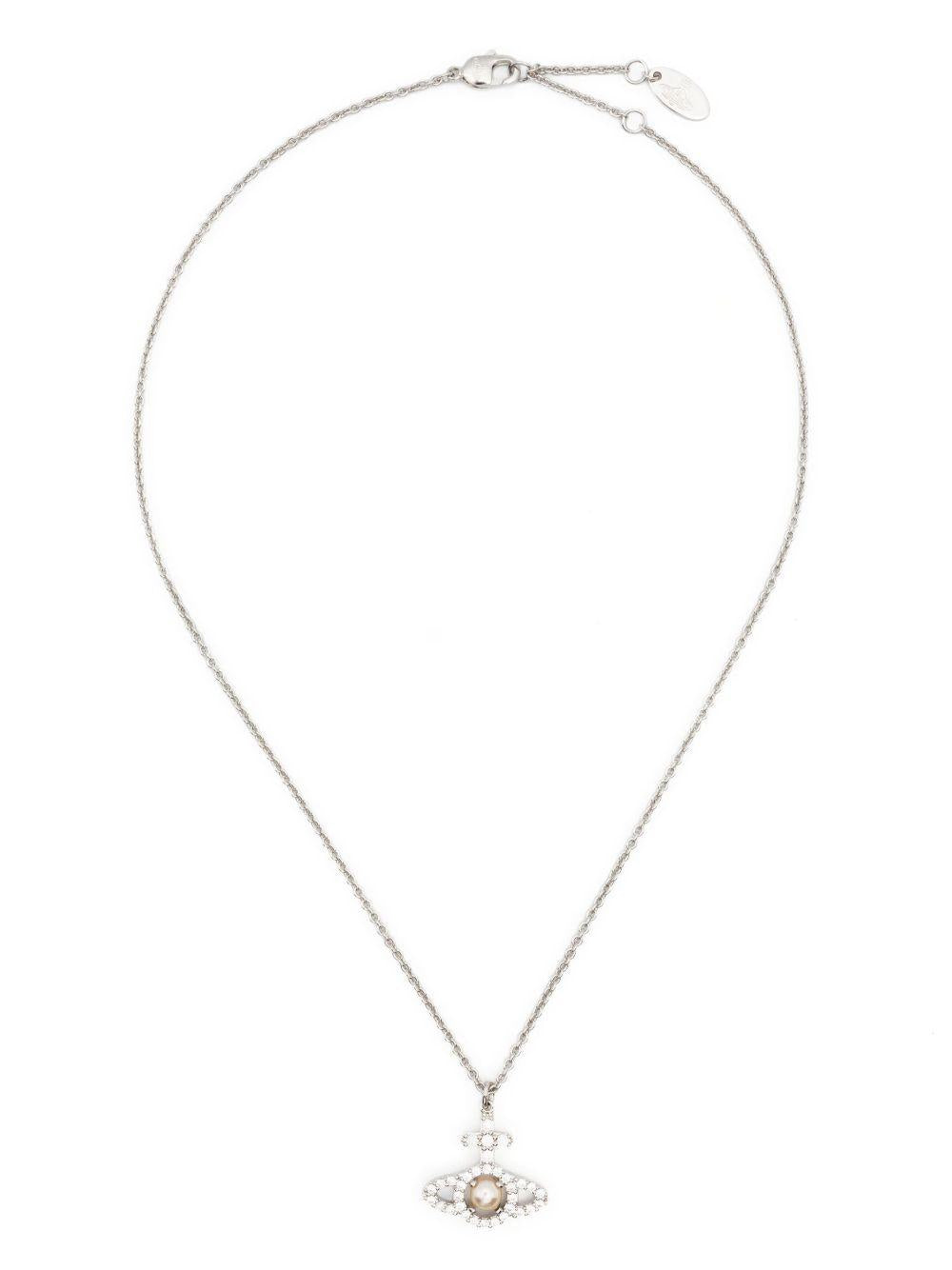Olympia Pendant Necklace 630203AR02P132SM PLATINUM CREAMROSE WHITE VIVIENNE WESTWOOD