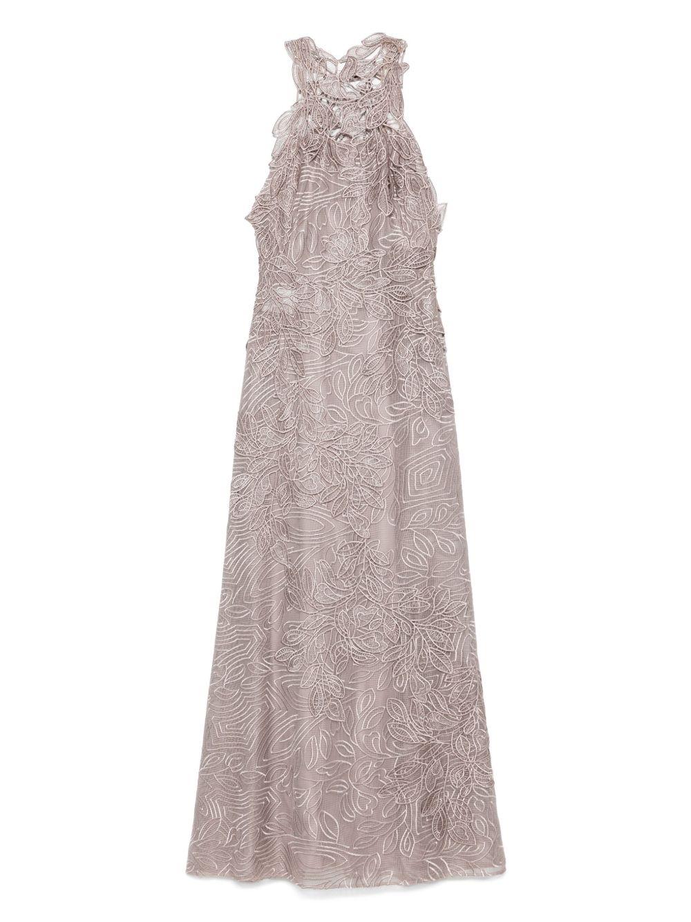Abito lungo in macramé foliage A0473139 81 ALBERTA FERRETTI