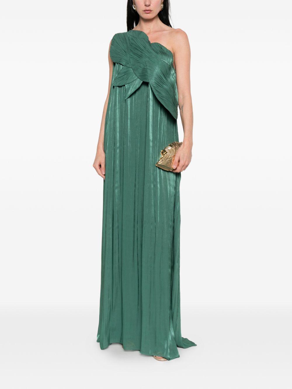 Amabel Lurex Georgette One Shoulder Gown PS2613 2472 EVERGREEN COSTARELLOS