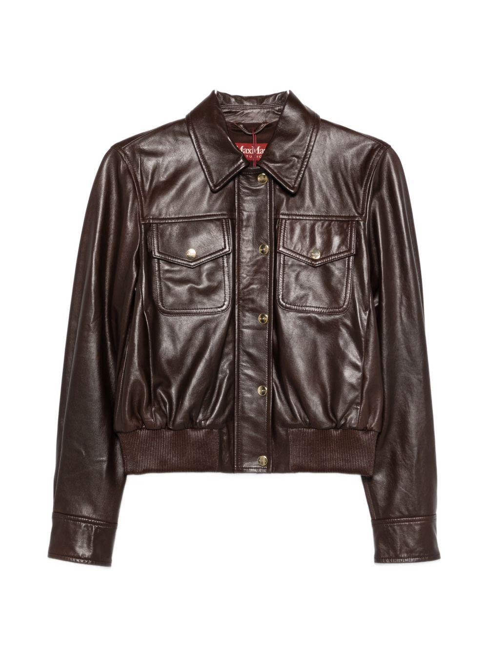 Giacca In Pelle Di Agnello MSTBIADA 02 BROWN MAX MARA STUDIO