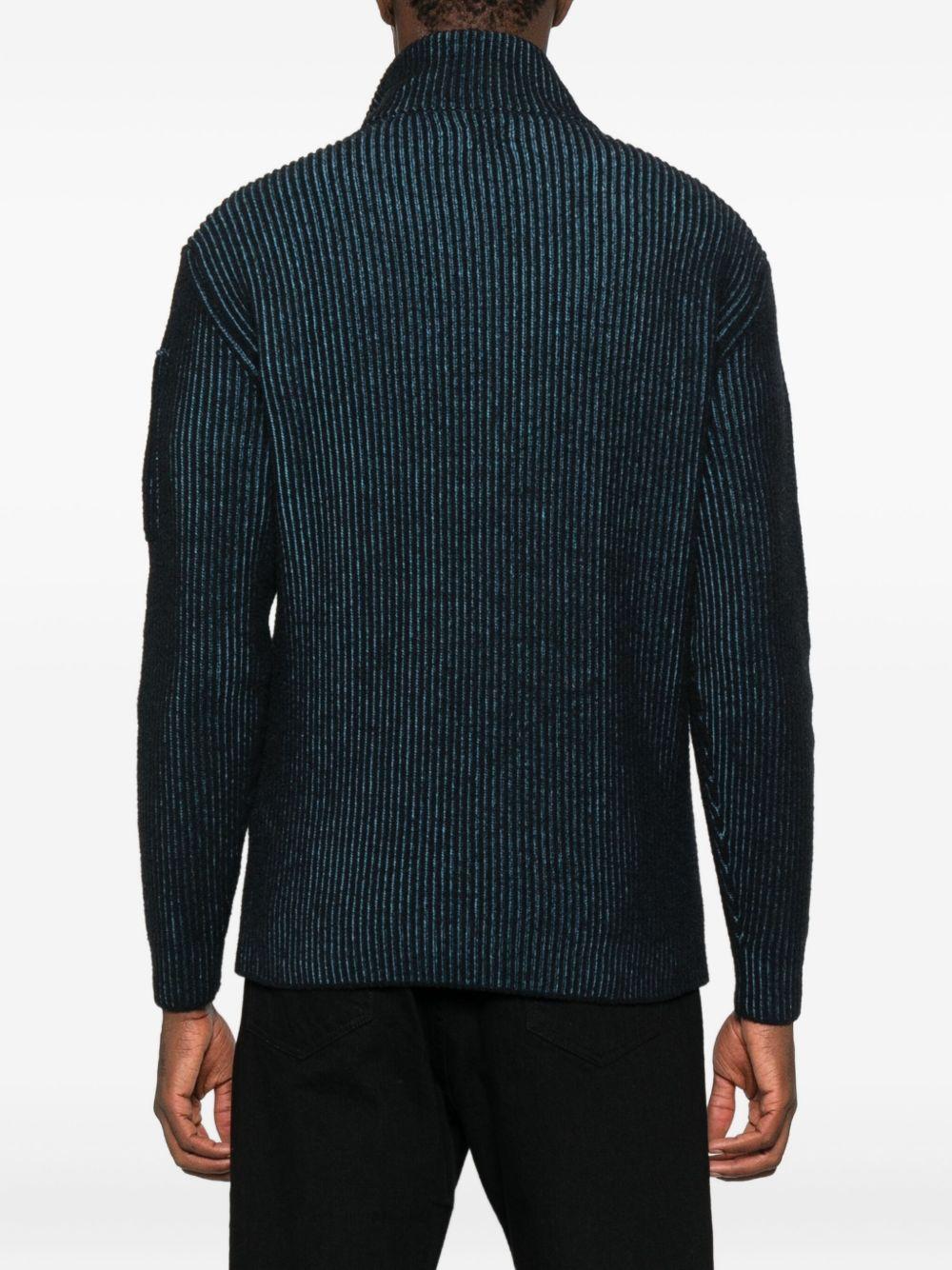 Fleece Knit Hooded Full Zip Sweater 19CMKN257A006170A 815 AEGEAN BLUE CP COMPANY