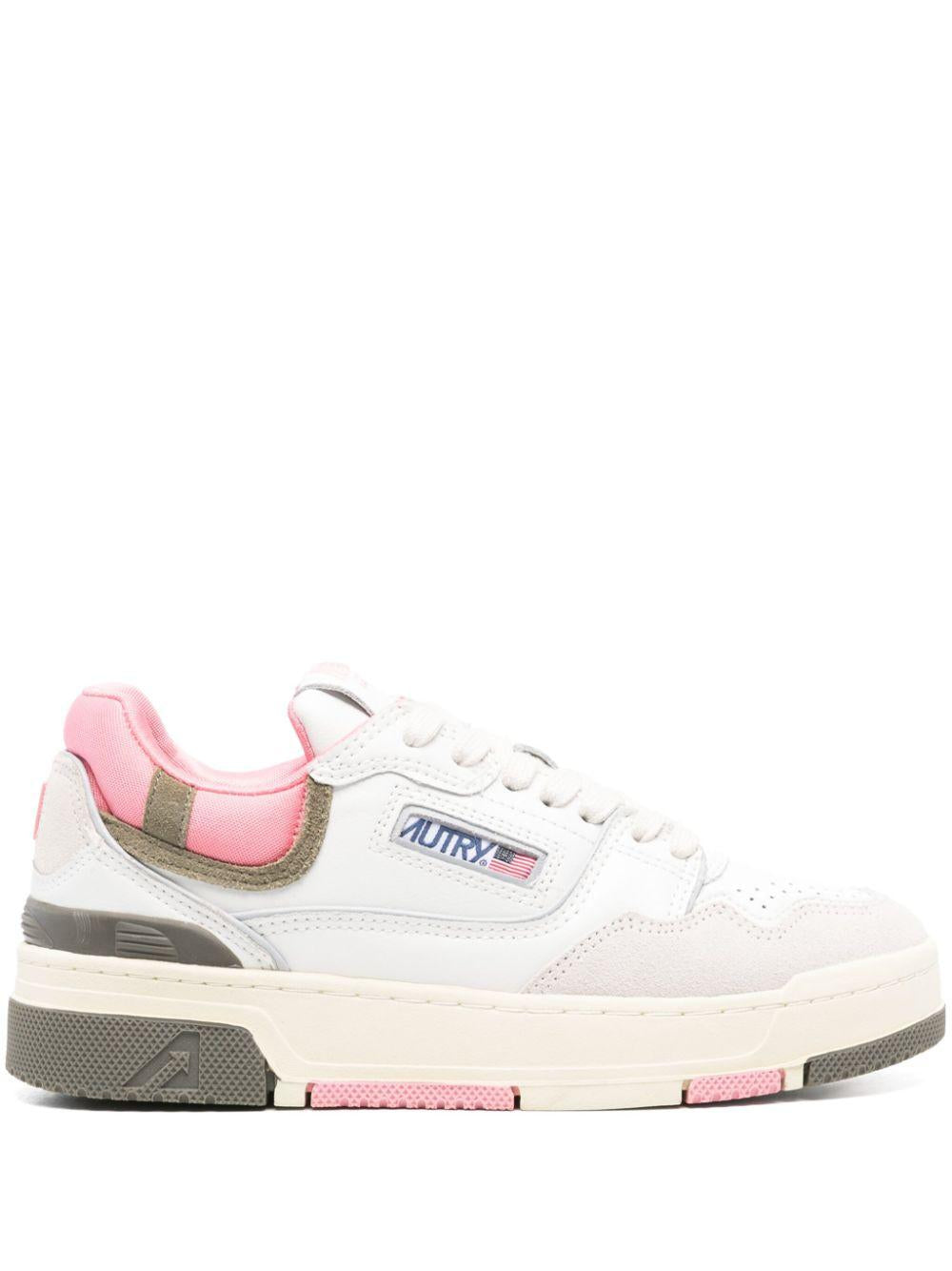 CLC Low Sneakers in Pelle e Suede Colore Bianco e Geranium ROLWMC03 WHITE GERANIUM AUTRY