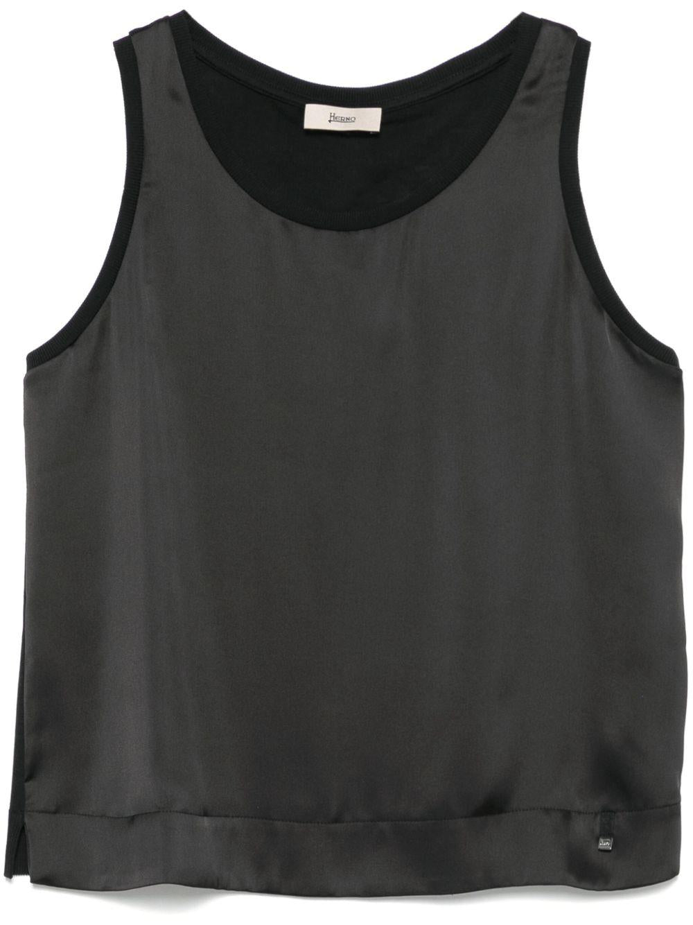 Tank top in glam knit effect e raso JG000268D52056 9300 Nero HERNO