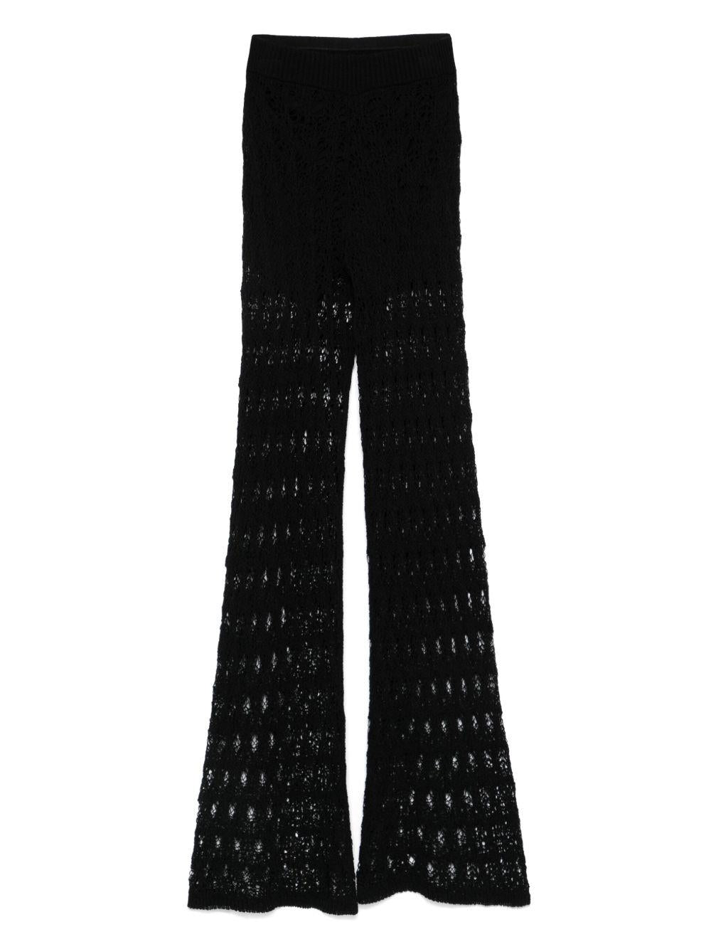 Pantaloni con effetto pizzo B22061 09 NERO ROBERTO COLLINA