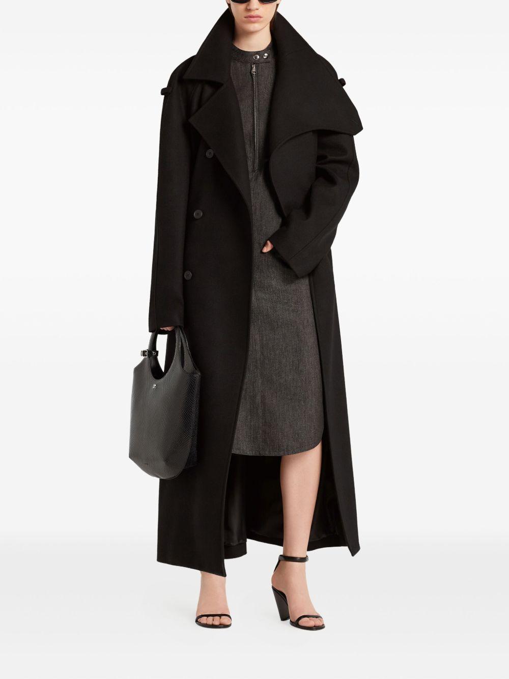 Oblique Wool Trench Coat 325CMA236WO0036 9999 BLACK COURREGES