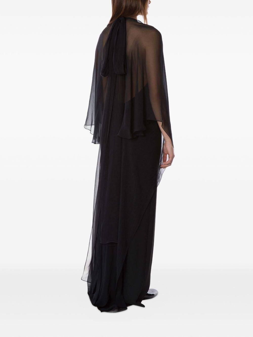 Abito da Sera con Mantella 252M04085134 0555 NERO ALBERTA FERRETTI