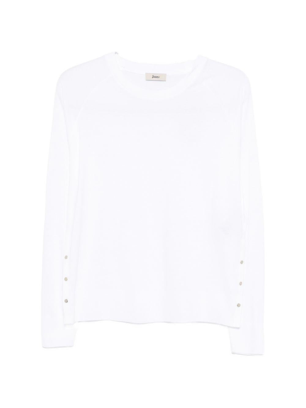 T-shirt a Maniche Lunghe in Glam Knit Effect JG000311D52056 1000 BIANCO HERNO
