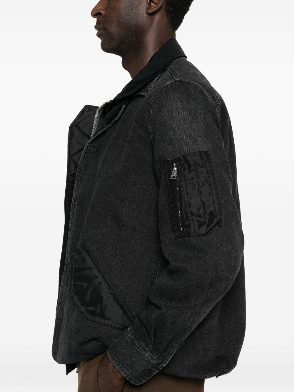 Black Nylon Twill Denim Jacket 2603928M 001 BLACK SACAI