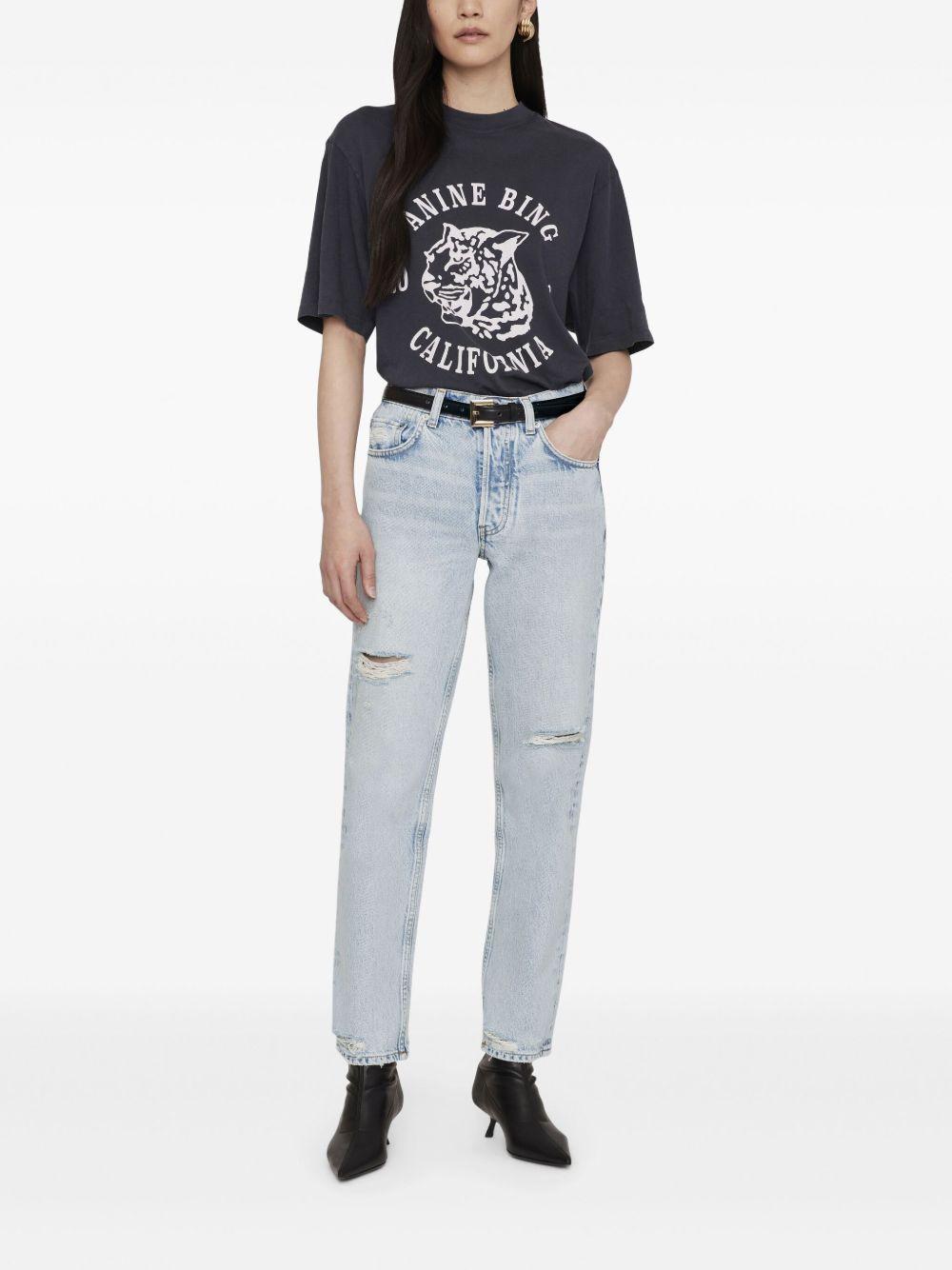 Avi Tee Collegiate Leopard - Washed Charcoal A0810922 BLK5 BLACK ANINE BING