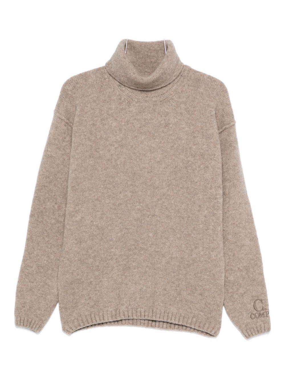 Maglione con Ricamo 19CMKN281A110509A 327 VINTAGE KHAKI CP COMPANY