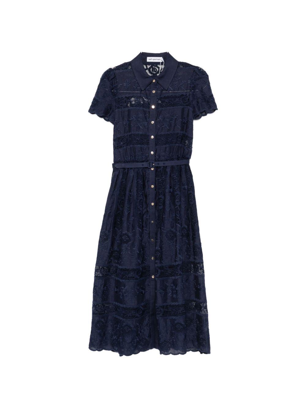 Abito midi blu navy PF26105MAN NAVY SELF-PORTRAIT