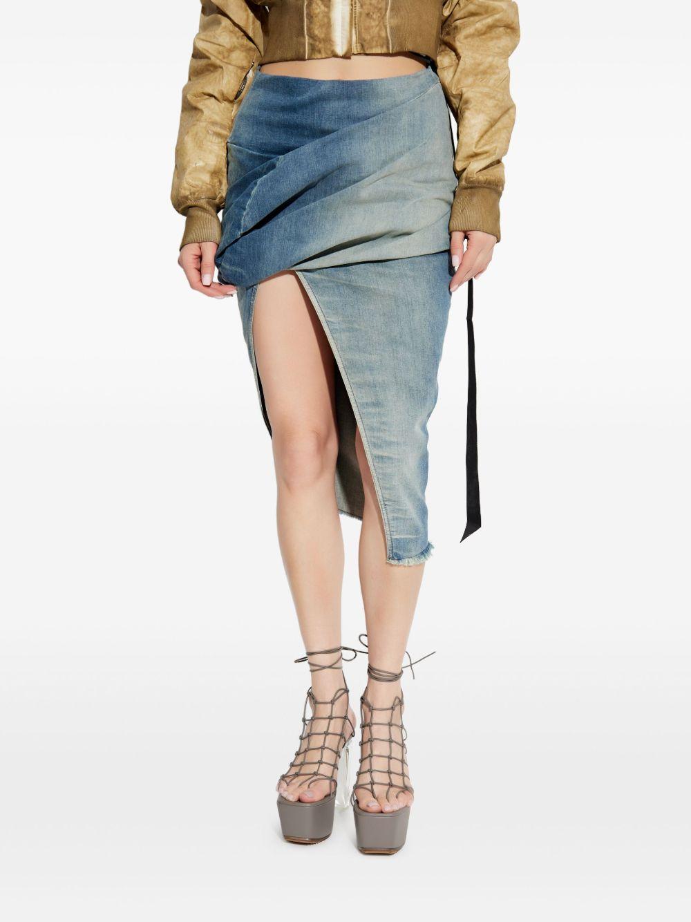 Low Twist midi skirt DS01E3349SDWB 06 INDIGO RICK OWENS DRKSHDW