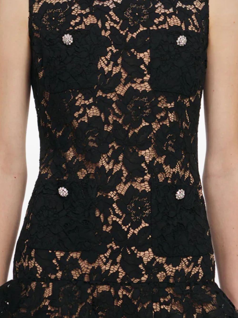 Black Lace Crystal Mini Dress SS26164SBB BLACK SELF-PORTRAIT