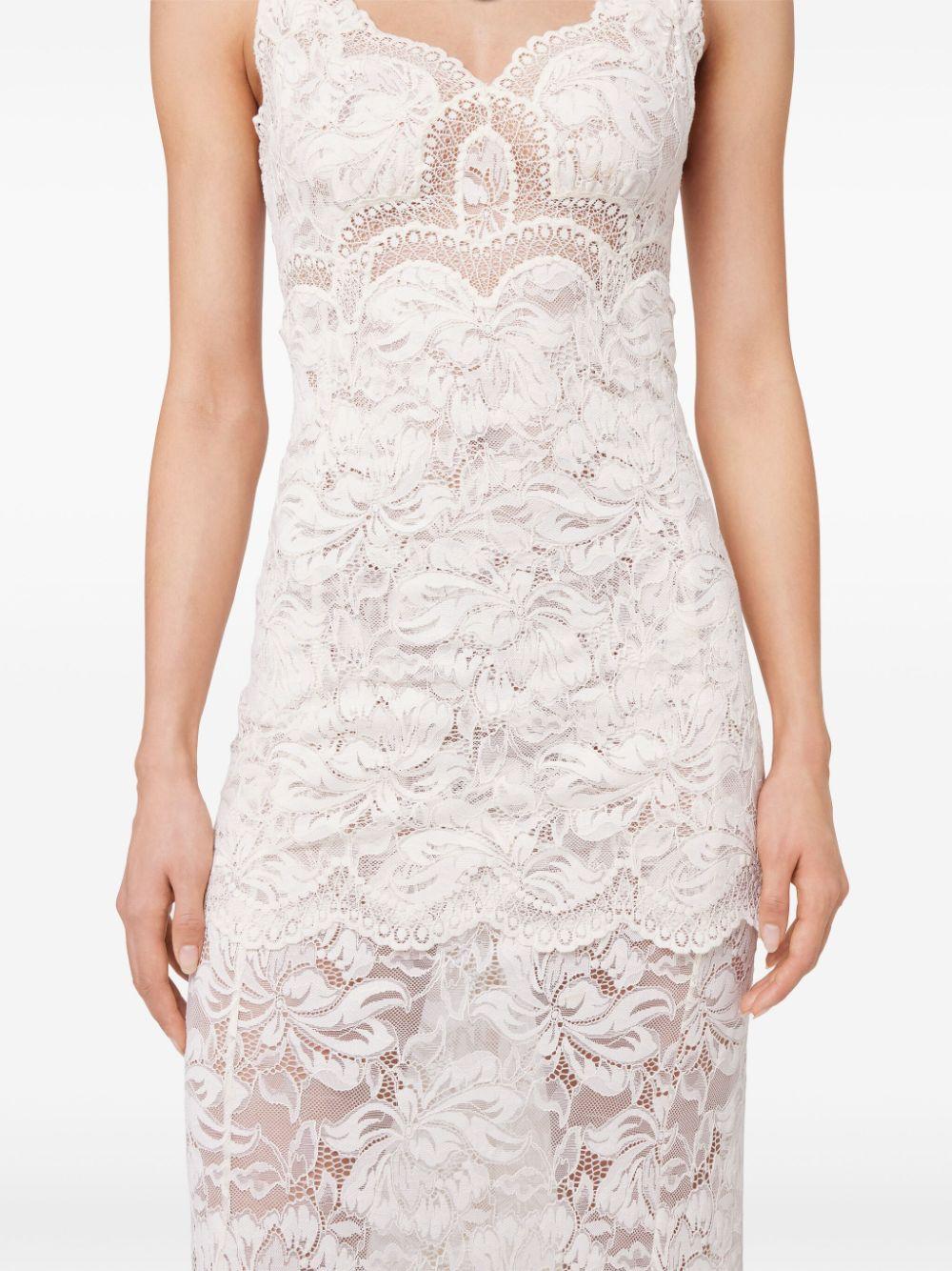 Abito lungo in pizzo 25PJRO027PA0170 P105 IVORY RABANNE