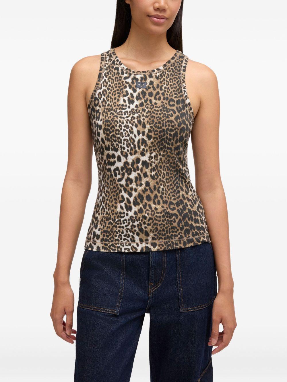 Soft Cotton Rib Tank Top A1050073 943 LEOPARD GANNI