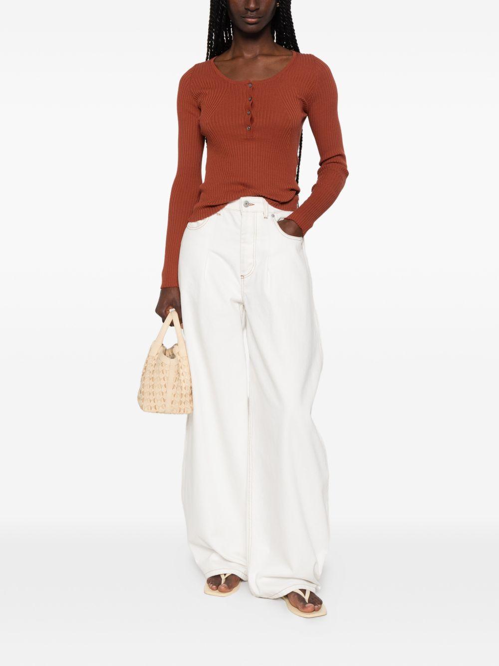 Ribbed-knit button-up 261FXA08215 55 BRICK ROBERTO COLLINA