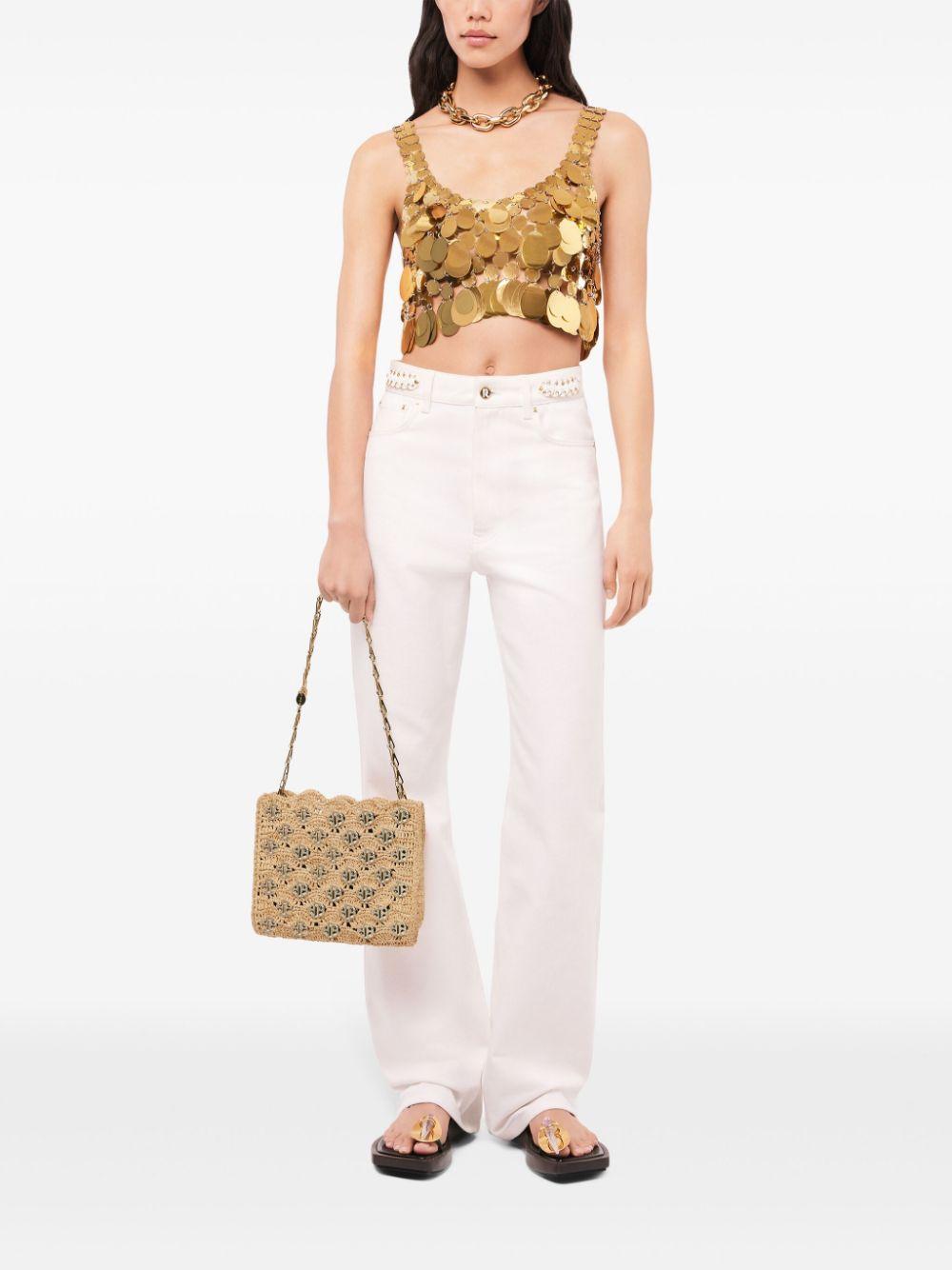 Iconic 1969 raffia shoulder bag 24FSS0442NAT026 M227 NATURAL LIGHT GOLD RABANNE