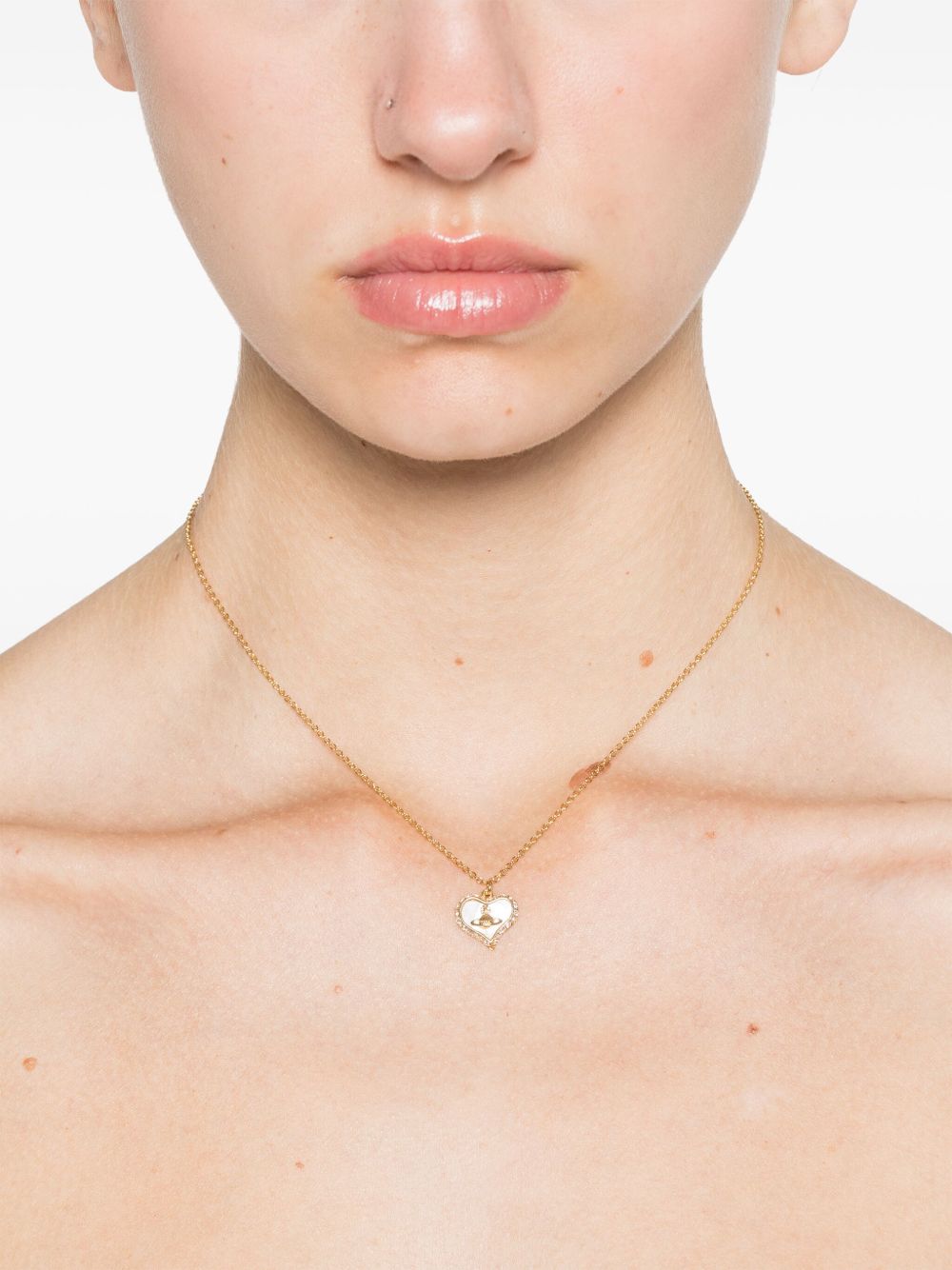 Petra Pendant Necklace 6302010302R782 GOLD WHITE VIVIENNE WESTWOOD 