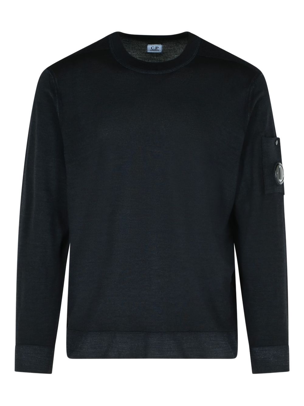 Merino Wool Crewneck Lens Sweater 19CMKN024A003247F 999 BLACK CP COMPANY 