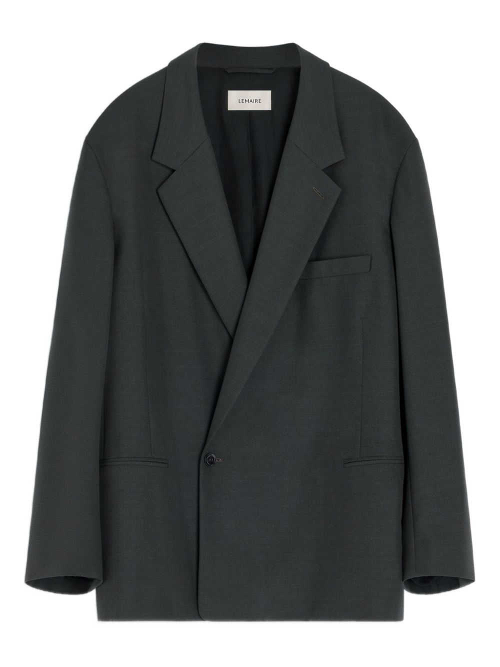 Soft Double Breasted Jacket - Coal Tropical Wool Blend JA1063LF414 BK996 COAL LEMAIRE 