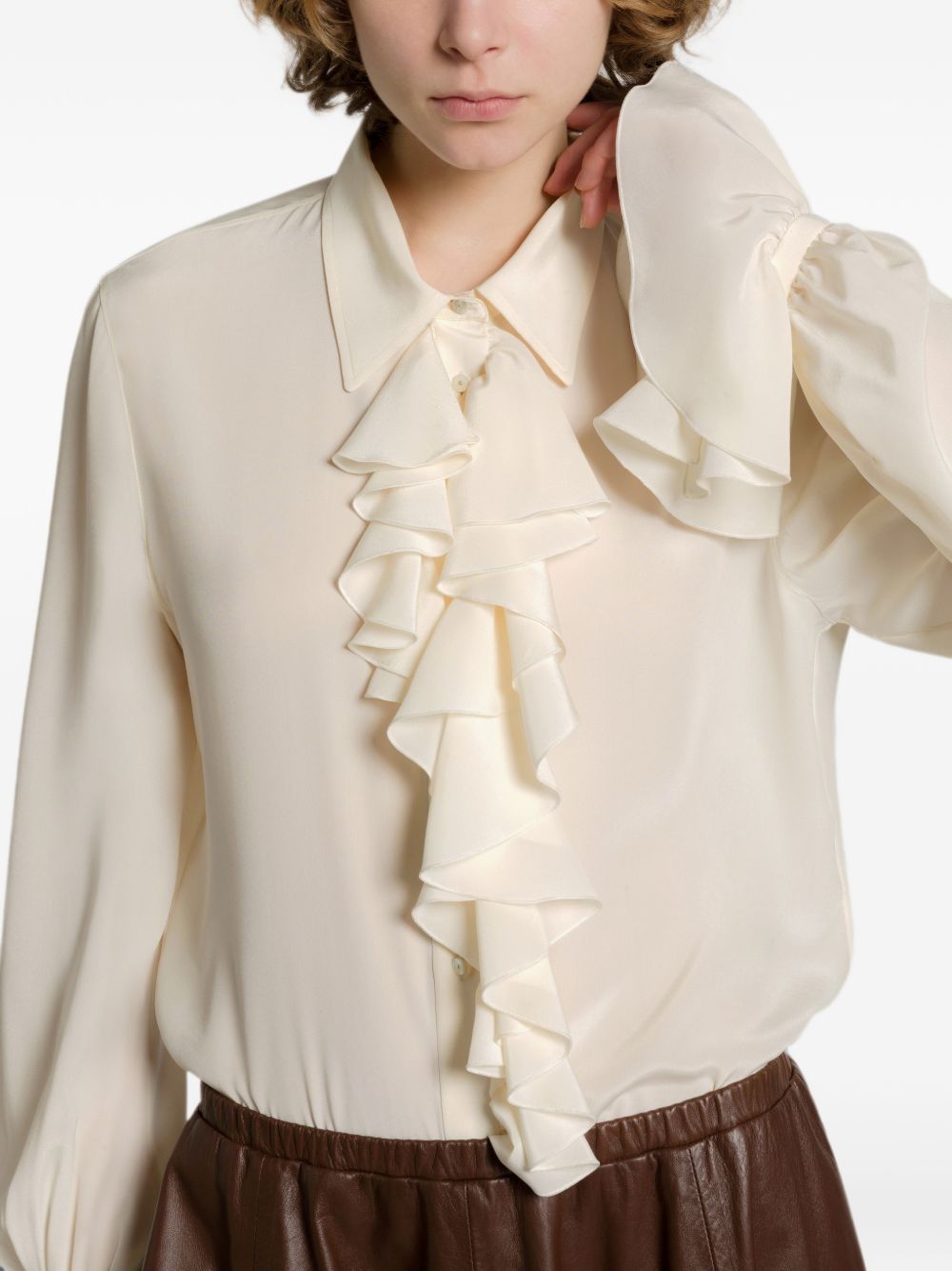 Camicia con Rouches in Acetato e Seta A02075117 0008 ALBERTA FERRETTI 