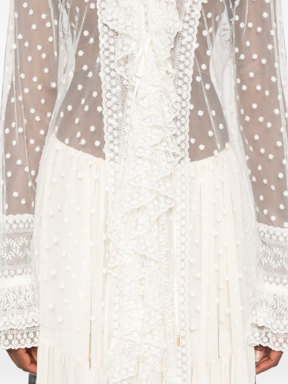 Camicia In Tulle Ricamato A02136620 0002 BIANCO ALBERTA FERRETTI 