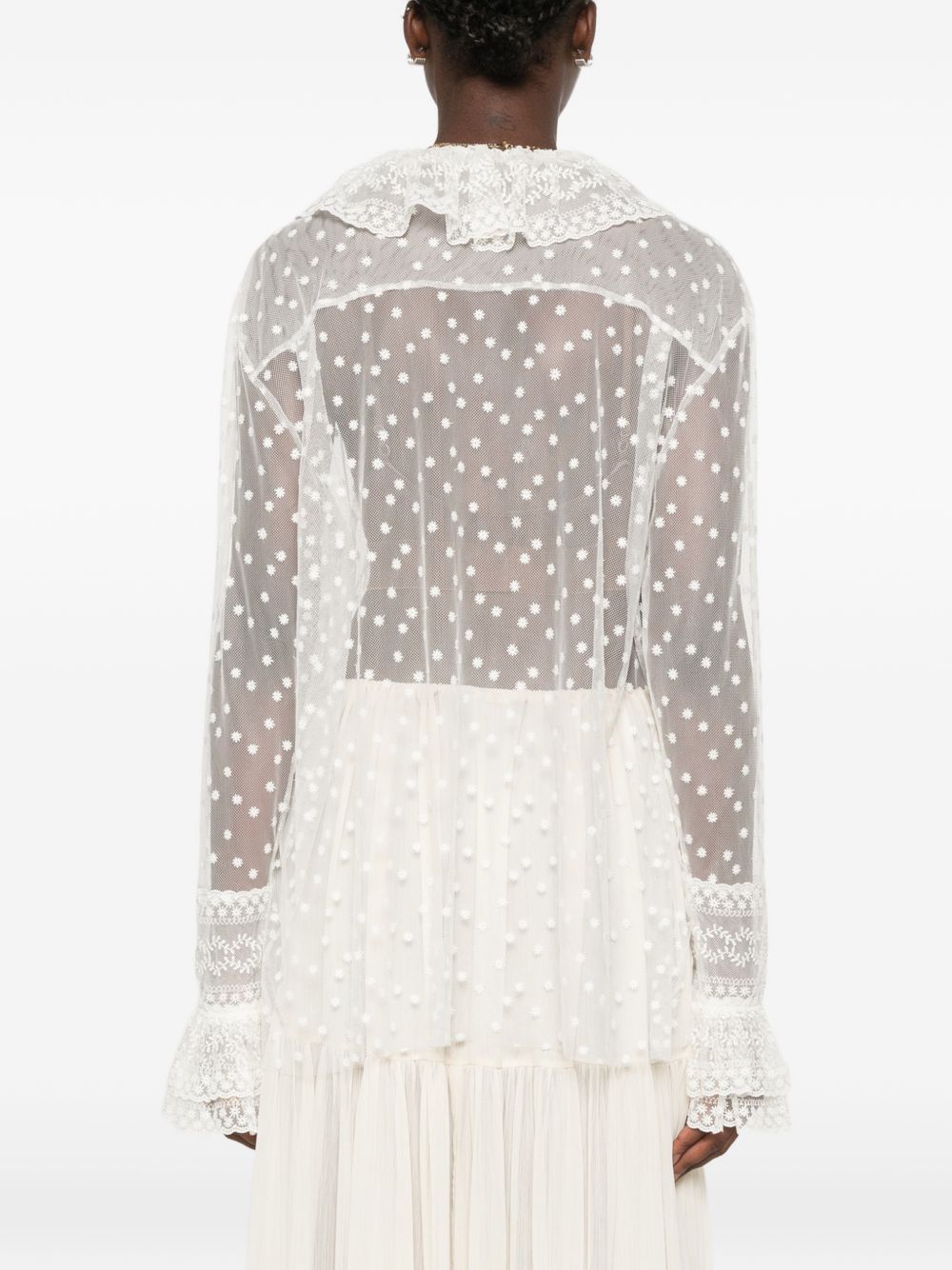 Camicia In Tulle Ricamato A02136620 0002 BIANCO ALBERTA FERRETTI 