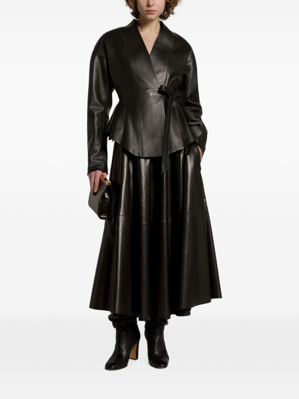 Blazer in Pelle con Chiusura a Fiocco A37035190 0555 ALBERTA FERRETTI 