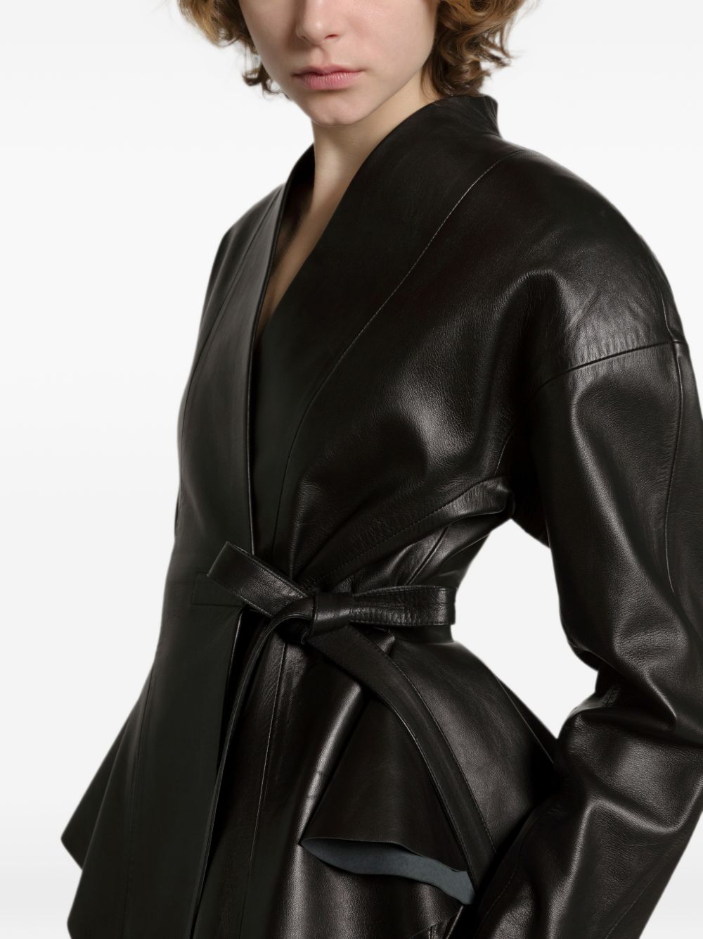Blazer in Pelle con Chiusura a Fiocco A37035190 0555 ALBERTA FERRETTI 