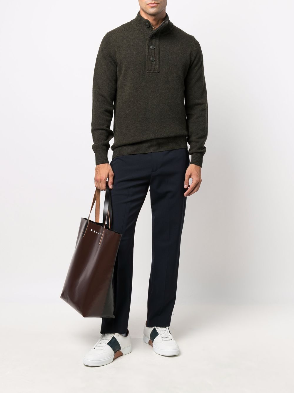 Maglia In Lana DAgnello Mezza Zip MKN0585 GN73 SEAWEED BARBOUR 
