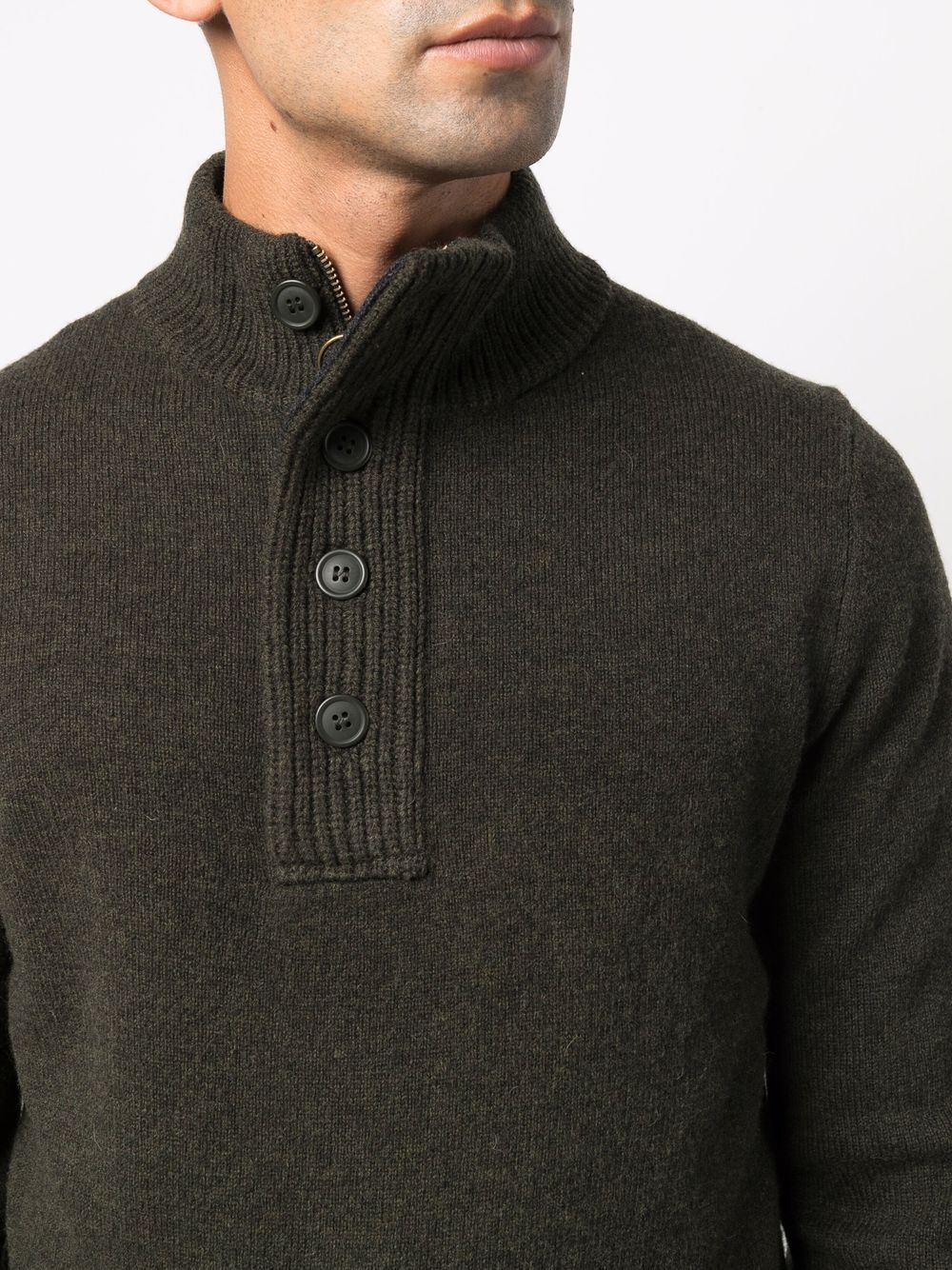 Maglia In Lana DAgnello Mezza Zip MKN0585 GN73 SEAWEED BARBOUR 